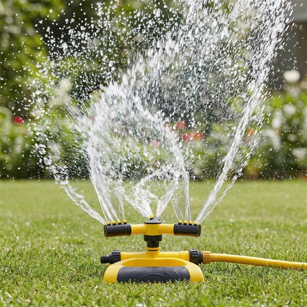 Gardening Tools Plastic - 360-Degree Automatic Rotating Sprinkler with Base