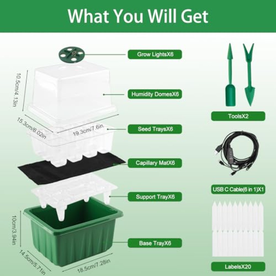 Seed Starter Tray with Light 6 - огляд і ціна Seed Starter Trays