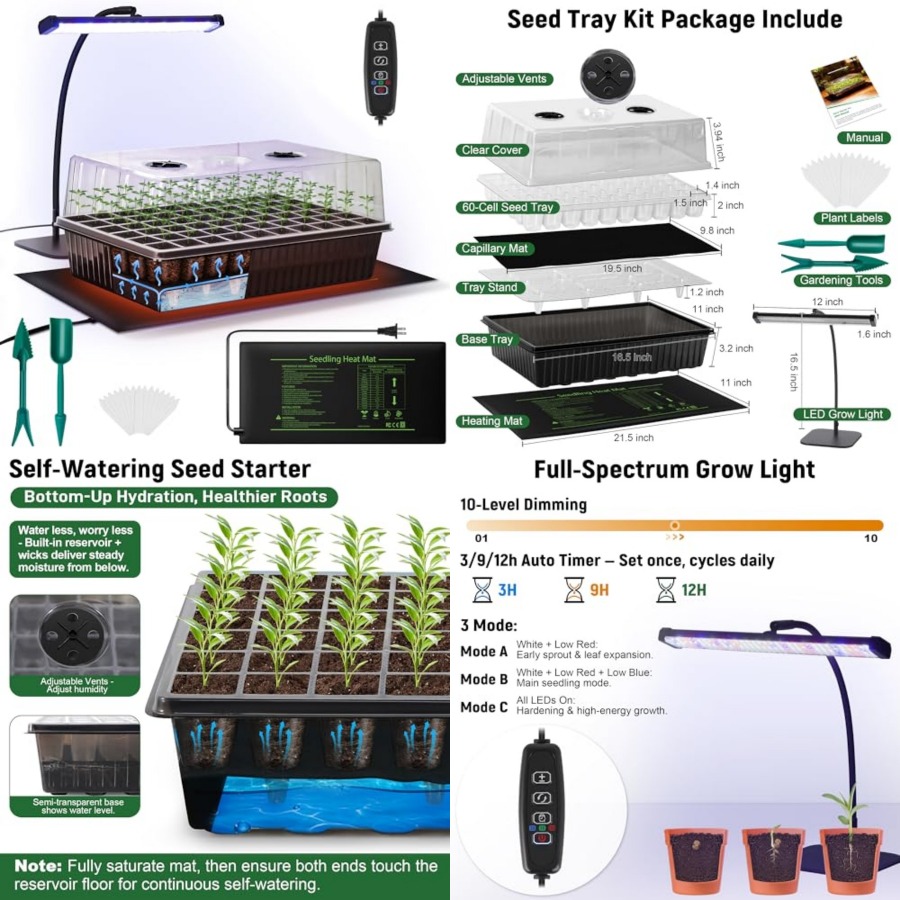 60-Cell Self-Watering Seed Sta - огляд і ціна Seed Starter Trays