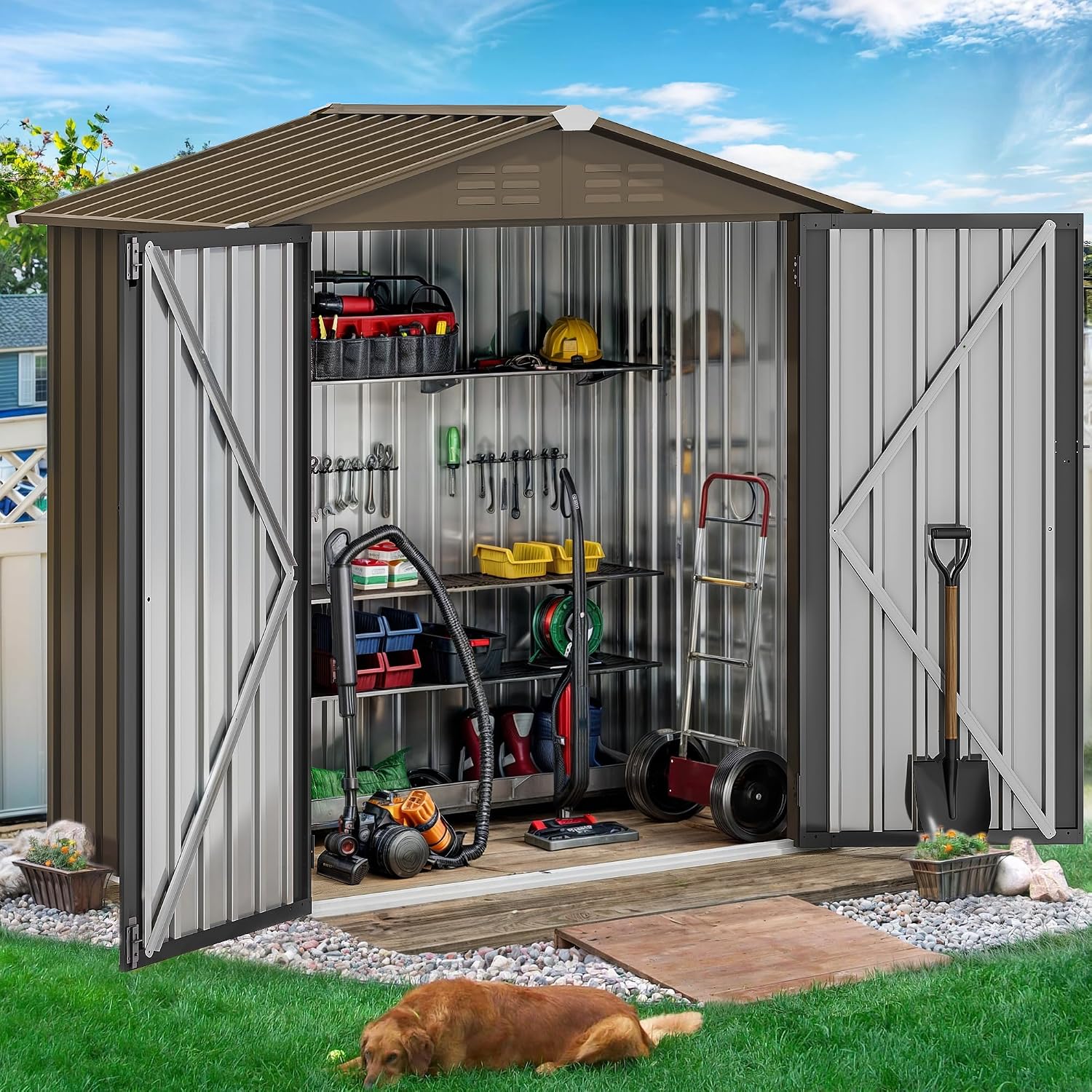 6x4ft Metal Outdoor Storage Sh - огляд і ціна Gardening Tool