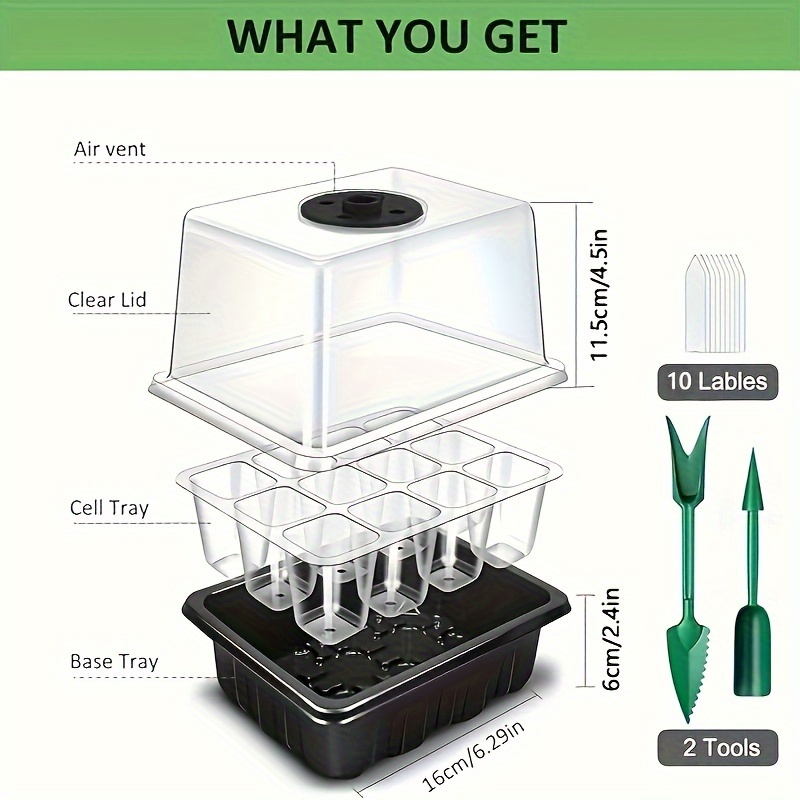 1/2/3-Pack 12/24/36-Cell Seed  - огляд і ціна Seed Starter Trays