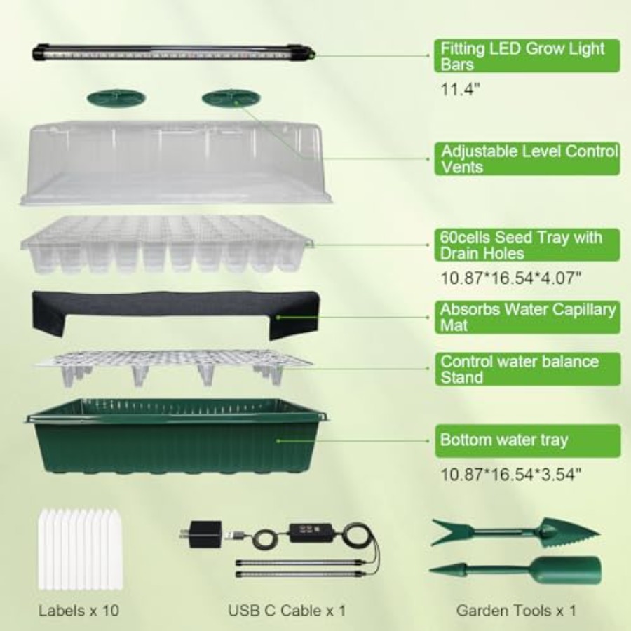 Seed Starter Tray with Grow Li - огляд і ціна Seed Starter Trays