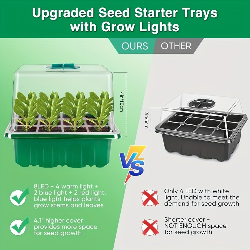 LED Grow Light Garden Plant Su - огляд і ціна Seed Starter Trays